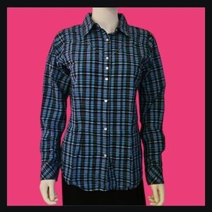 Wrangler Rock 47th Western Plaid Embellished Cowgirl Rockabilly Snap Shirt